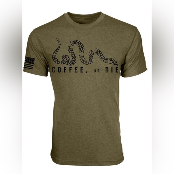 Black Rifle Coffee Company Coffee or Die Short Sleeve Tshirt in Military Green - Picture 1 of 3